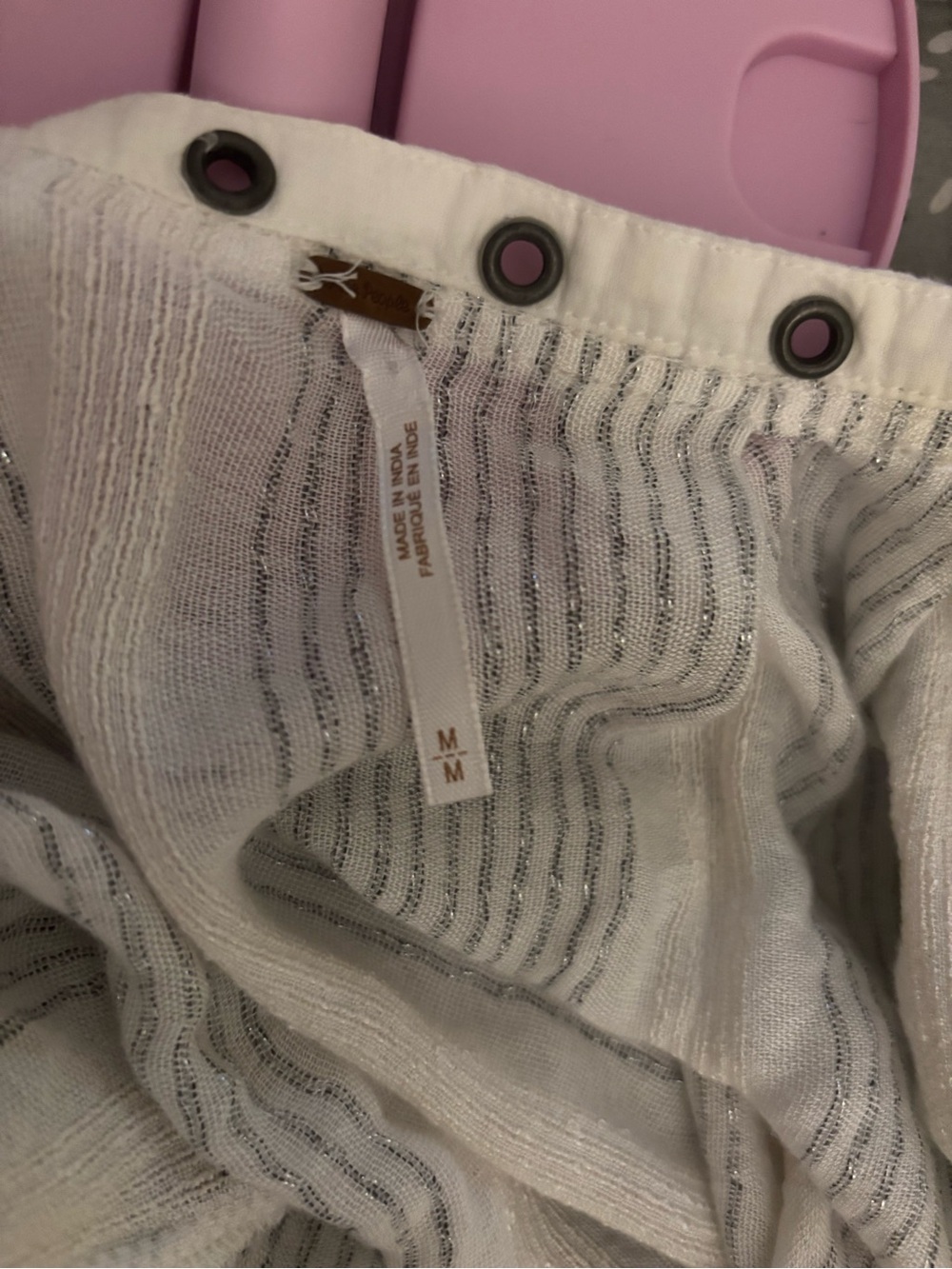 Free People Ivory Peasant Blouse with Eyelet Trim - Picture 5 of 7
